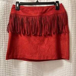 Red Fringe Skirt- Express, size small